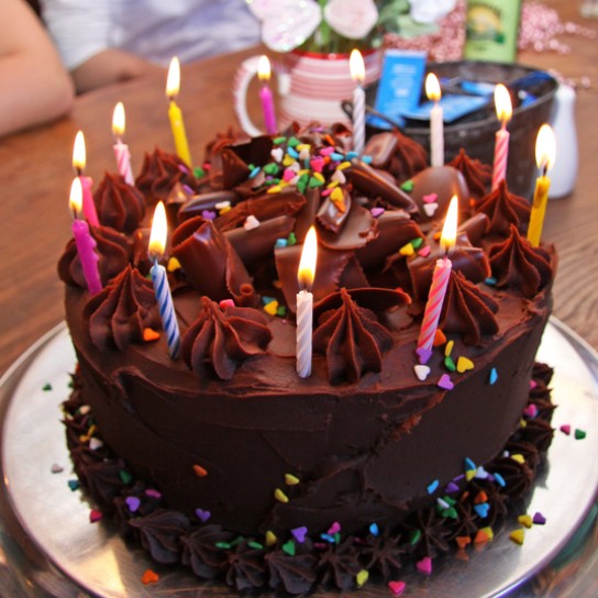 Rich chocolate birthday cake