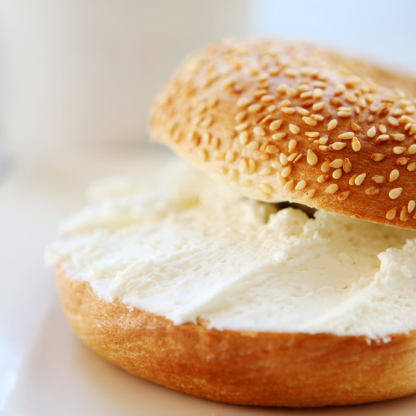 breakfast - bagel and cream cheese