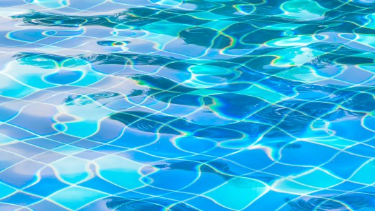 Background of blue rippled water in swimming pool (swimming, pool, wave)