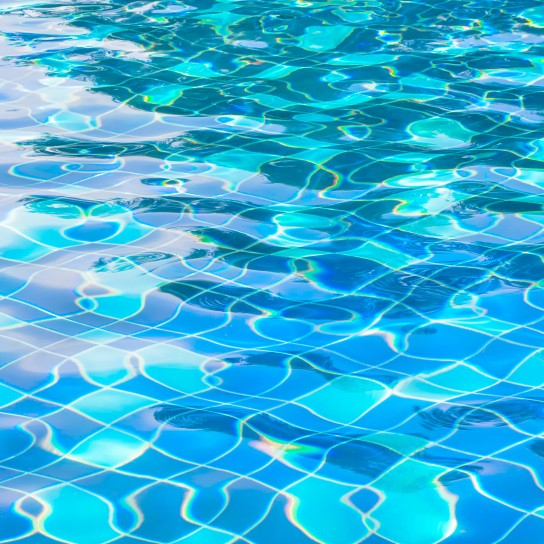 Background of blue rippled water in swimming pool (swimming, pool, wave)
