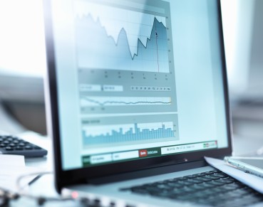 Share price data from investors portfolio on a laptop