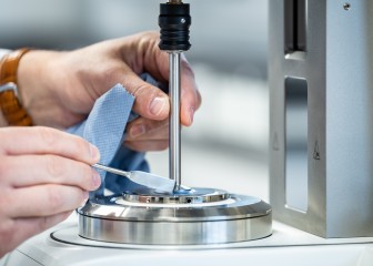 Testing of paint products in the coatings and construction application center in Duisburg, Germany