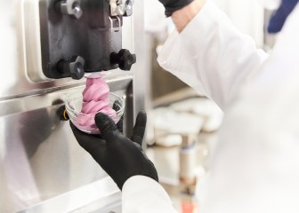 Brenntag expert creating a new ice cream formulation, Allentown, USA