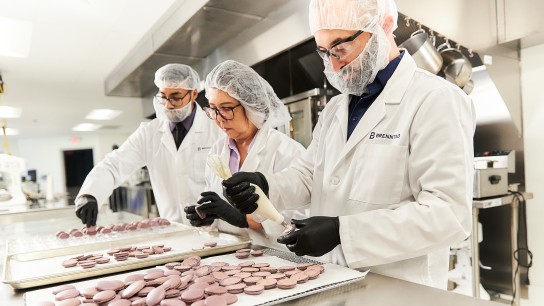 Brenntag Food expert preparing the macaroons for testing, Allentown, USA
