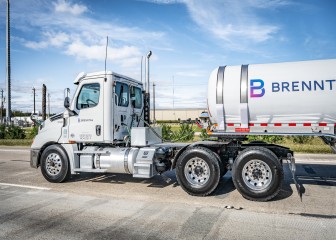 Brenntag truck on the highway, Houston, USA