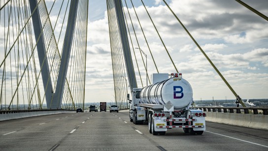 Brenntag truck on the highway, Houston, USA