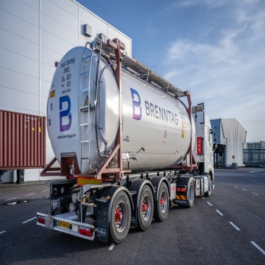 Brenntag tank truck parking in front of the site in Rotterdam, The Netherlands