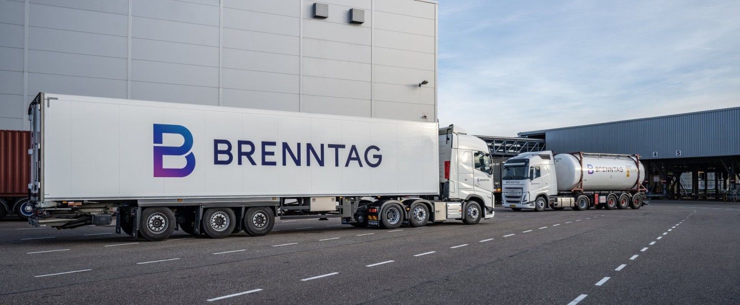 Brenntag trucks in Rotterdam, The Netherlands