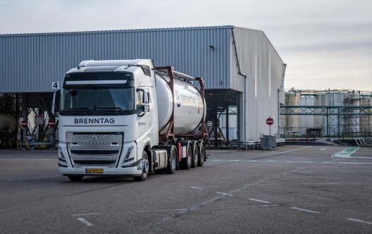 Brenntag tank truck parking in front of the site in Rotterdam, The Netherlands