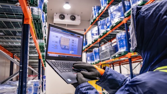 Brenntag employee checking the conditions inside the cooling storage, Singapore.