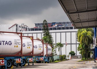 Brenntag trucks on the site, Singapore