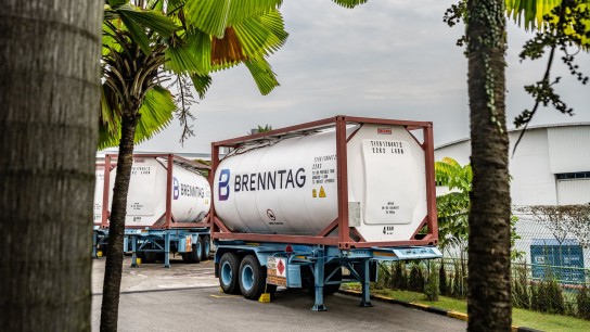 Brenntag truck parked at warehouse Singapore