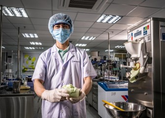 Brenntag expert showing the creamy ice cream, Ho Chi Minh, Vietnam