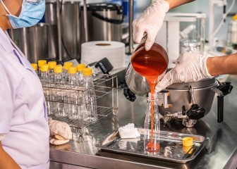 Brenntag food expert preparing the tomato sauce for testing the new formulation, Ho Chi Minh, Vietnam