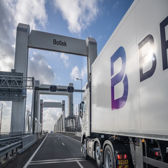 Brenntag truck driving the highway at Botlek, Rotterdam, The Netherlands