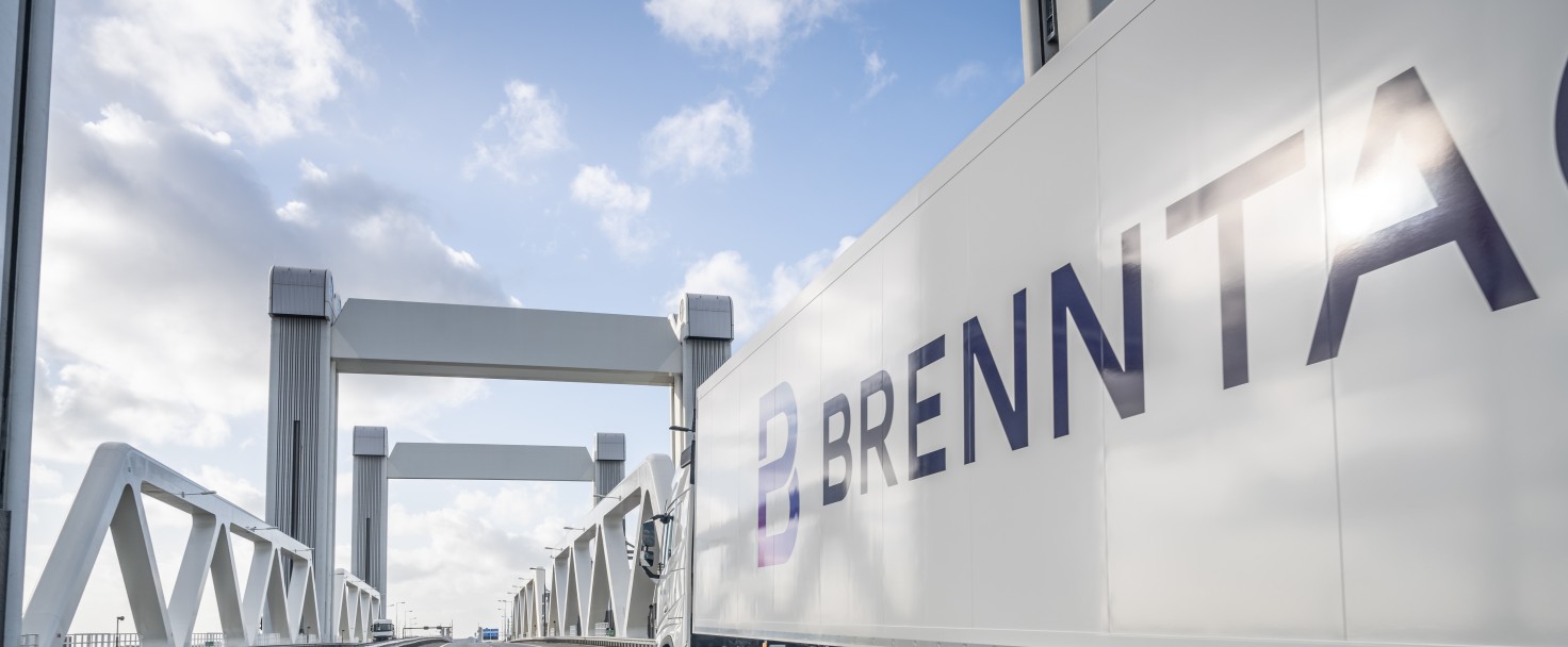 Brenntag truck driving the highway, Rotterdam, The Netherlands