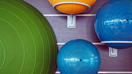 Fitness Balls Arranged In Gym