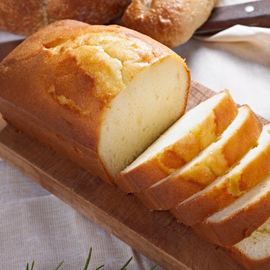 Pound Cake on a Cutting Board.