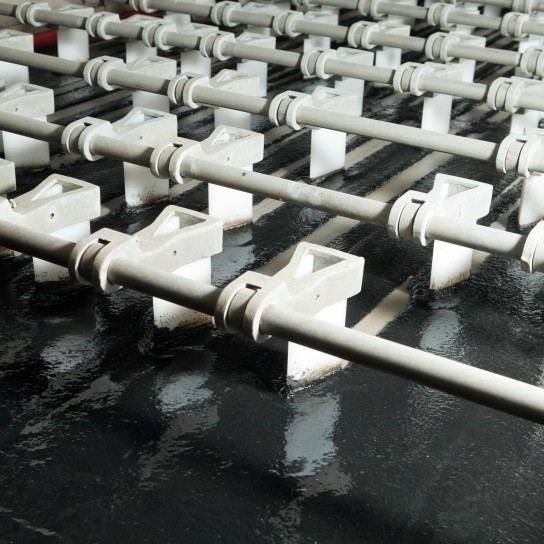 Water is being removed from biosolid material at a municipal waste water treatment plant. The biosolid is sludge left over from the treatment process and will be used as fertilizer on farm fields.
