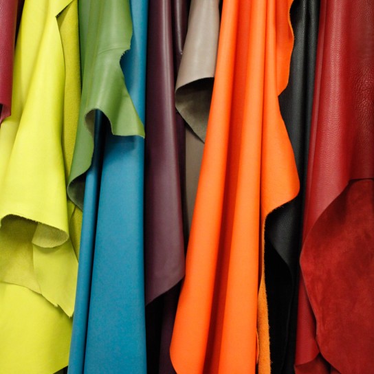 Leather pieces in various colors