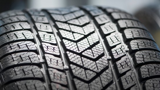 brand new winter tyre for driving on snow - showing tyre profile