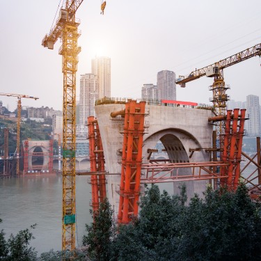 The cross-river bridge in construction  chongqing china