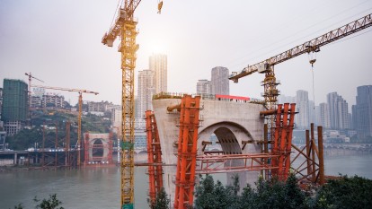 The cross-river bridge in construction  chongqing china