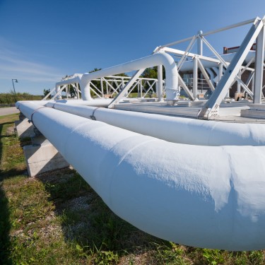 Wastewater pipeline and support at a water treatment plant