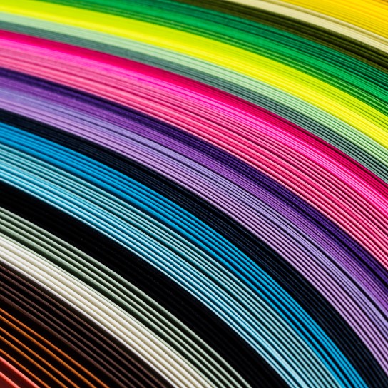 Multi-colored paper in stack