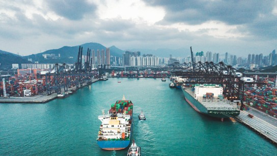 Container Cargo freight ship Terminal in Hongkong