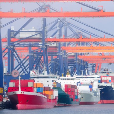 Container terminal in the harbor