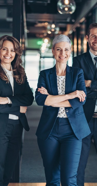 Multi-ethnic group of business persons standing side by side