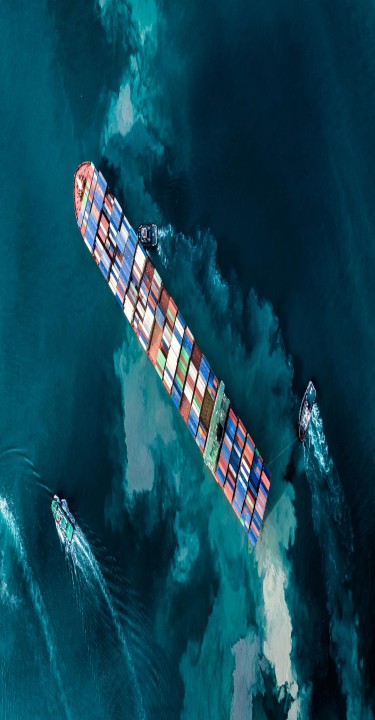Shipping by sea using containers to store and transport various goods. which is an important import and export business of Thailand. Water transport International. Aerial view and top view.