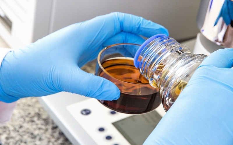 Petroleum sample processed in laboratory