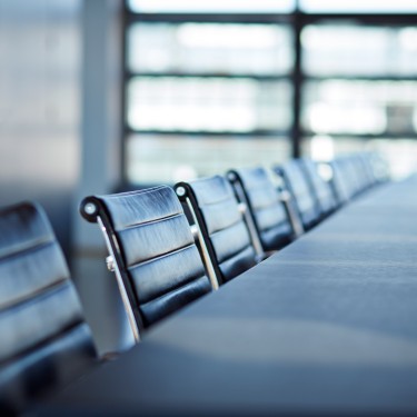 Chairs in big stylish conference room