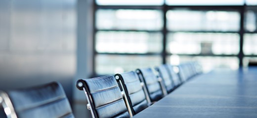 Chairs in big stylish conference room