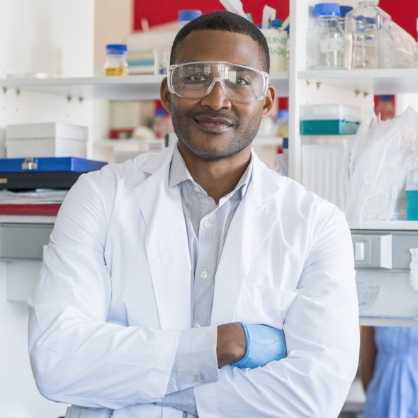 Portrait of confident chemist in laboratory