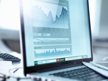 Share price data from investors portfolio on a laptop