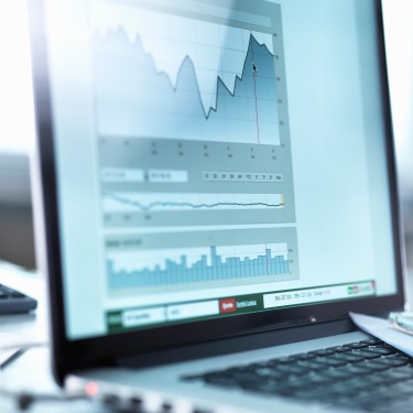 Share price data from investors portfolio on a laptop 