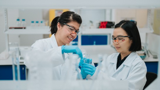 Two chemists working in the lab together, Singapore