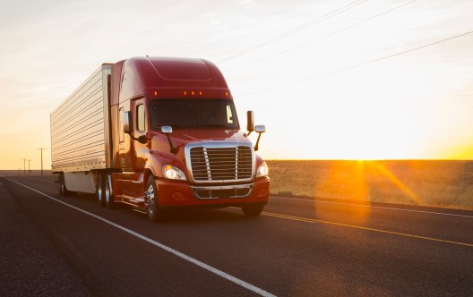 Truck driving on remote road
