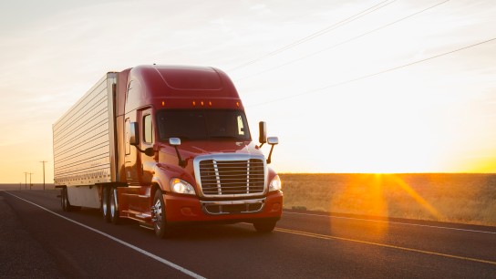 Truck driving on remote road